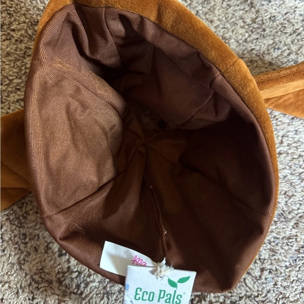 Ecopals plush brown bat hat New with tag
